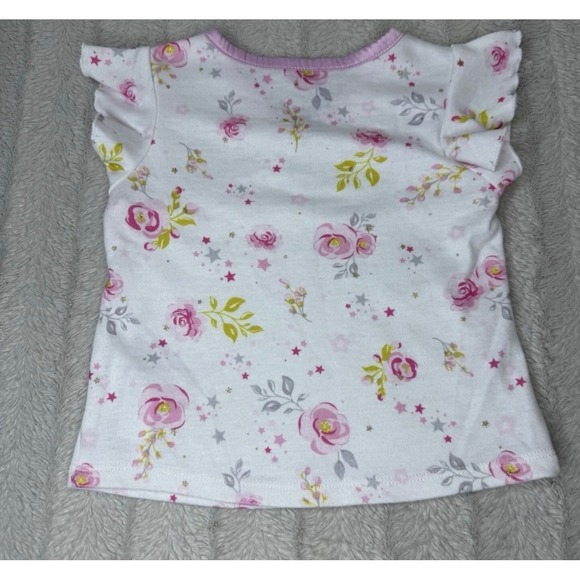 American Girl Bitty Baby Girls 2T Tshirt Shirt Top‎ Pink Floral White Bow Roses - Picture 4 of 8